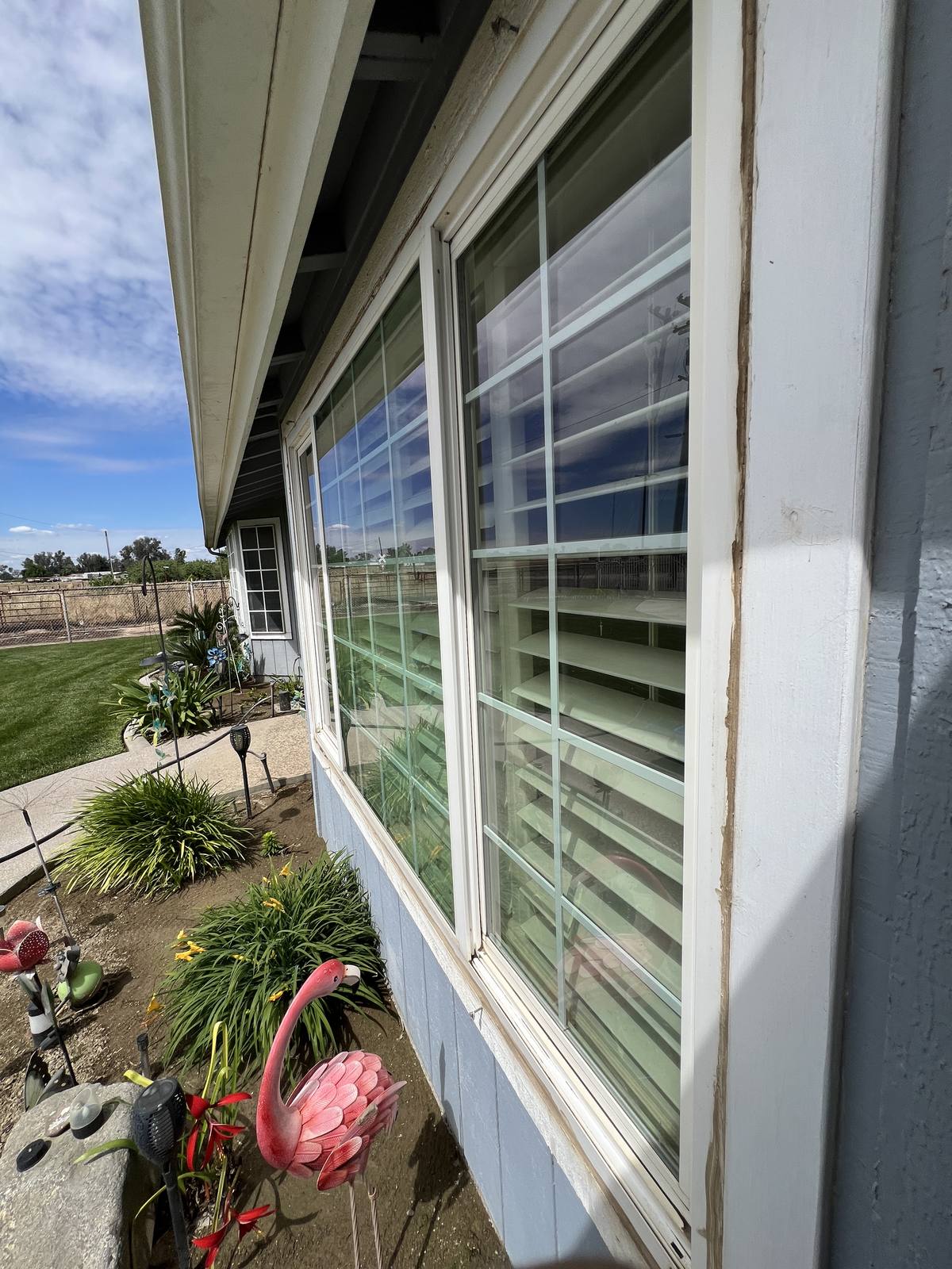 Hard water stained windows before cleaning Fresno CA